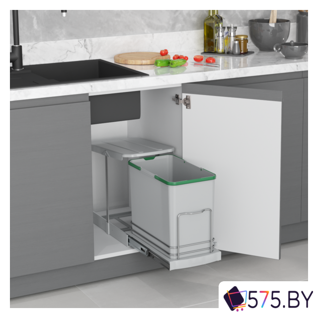 Мусорное ведро Starax S-2571-G 24 л (серый) в магазине 575.by
