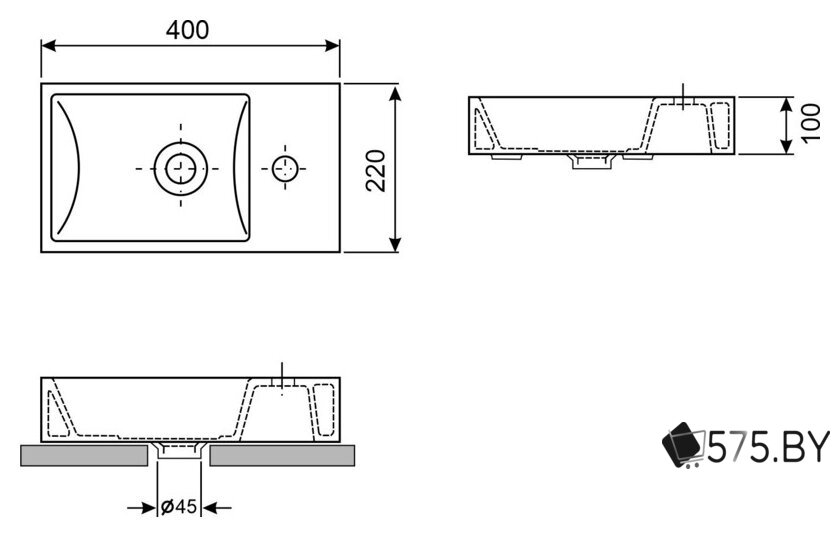 Умывальник Wellsee WC Area 151801001, 2 в 1 в магазине 575.by