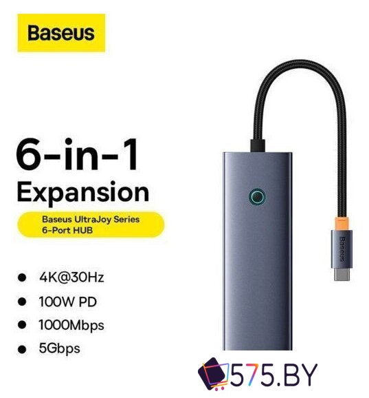 Док-станция Baseus UltraJoy Series 6-Port Hub Docking Station B00052802811-00 в магазине 575.by