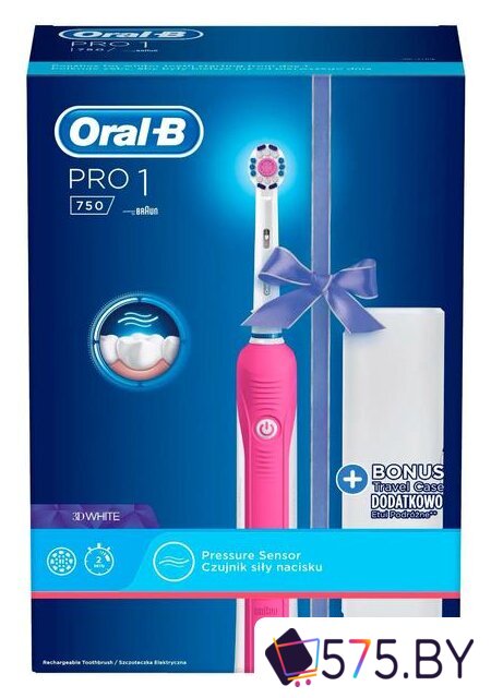 Электрическая зубная щетка Oral-B Pro 1 750 3D White D16.513.1UX (розовый) в магазине 575.by
