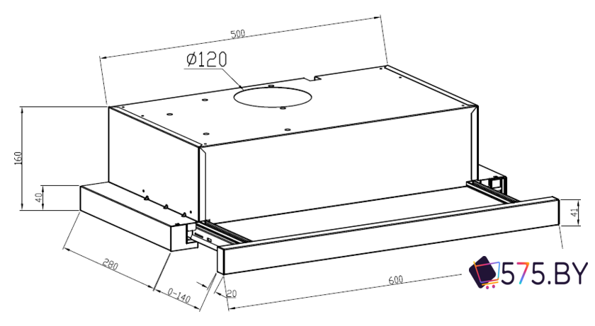 Кухонная вытяжка LEX Hubble 2М 600 (белый) в магазине 575.by