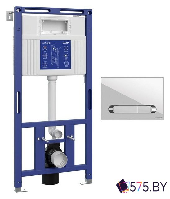 Инсталляция для унитаза Cersanit Aqua Prime М 50 68179 с кнопкой Estetica 64111 (кнопка белый/хром глянец) в магазине 575.by