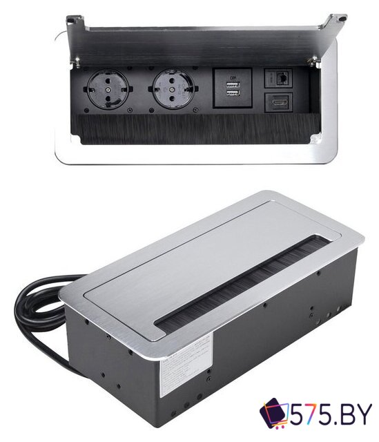 Блок розеток AKS Atlas USB выдвижной (2 розетки, алюминий) в магазине 575.by