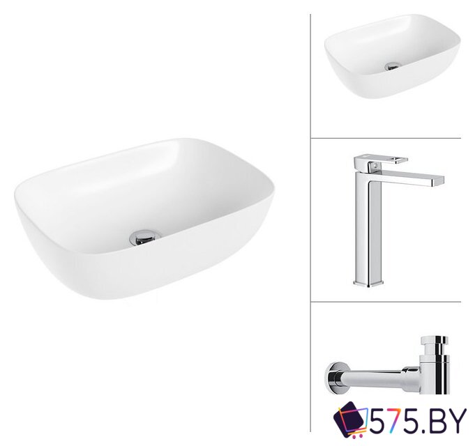 Умывальник Lauter 21493A + Cascade 21СК0655C с сифоном 21635CH (хром) в магазине 575.by