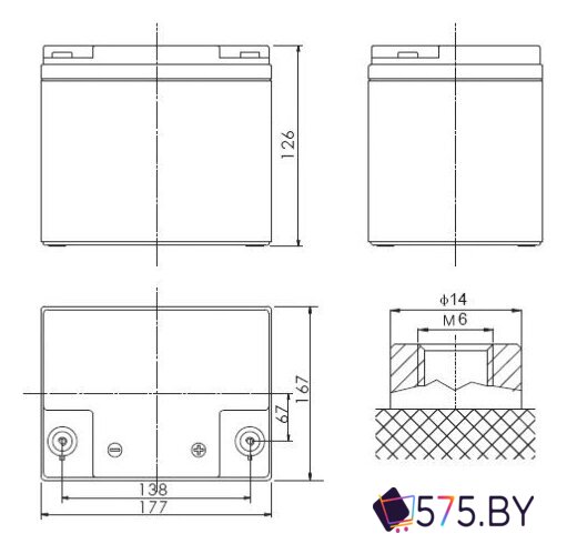 Аккумулятор для ИБП Powerman CA12240/UPS (12В/24 А·ч) в магазине 575.by