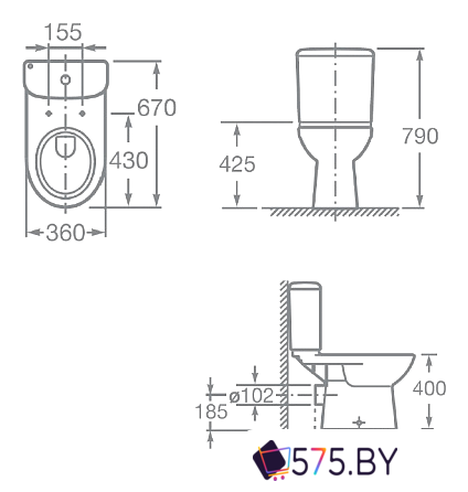 Унитаз напольный Roca Access 34P23800Y в магазине 575.by