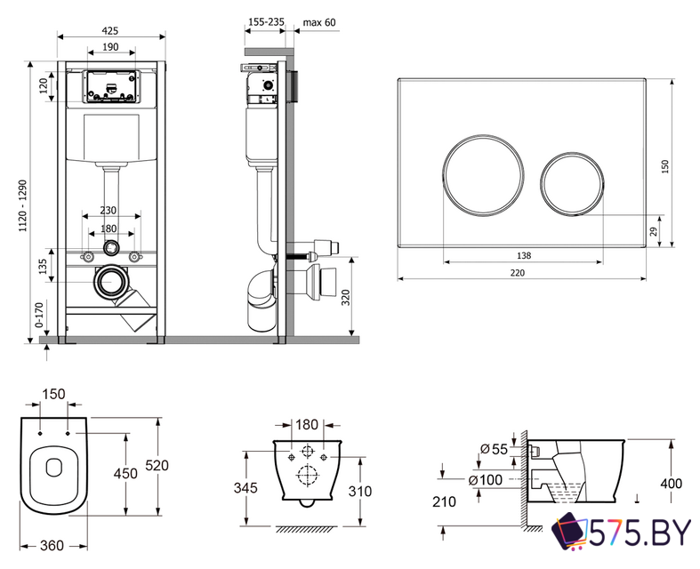 Унитаз подвесной Lavinia Boho Relfix Bell Pro Rimless 7 в 1 87040043 (матовый пластик) в магазине 575.by