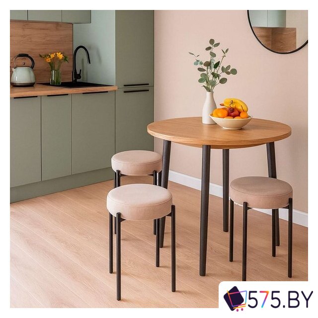 Табурет AksHome BOB (b03 Cream Lux\черный) в магазине 575.by