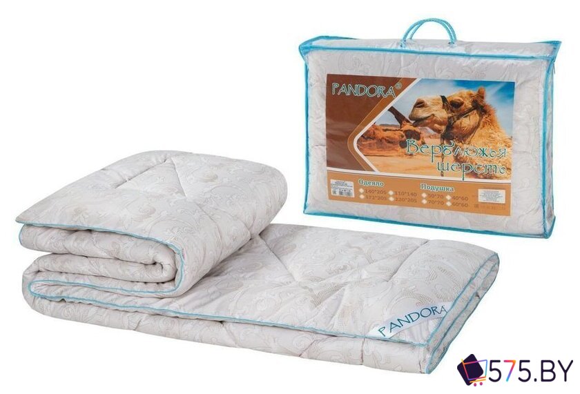 Одеяло Pandora Верблюжья шерсть тик зимнее 172x205 в магазине 575.by