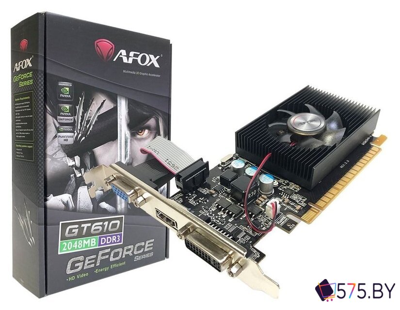 Видеокарта AFOX GeForce GT 610 2GB DDR3 AF610-2048D3L7-V6 в магазине 575.by